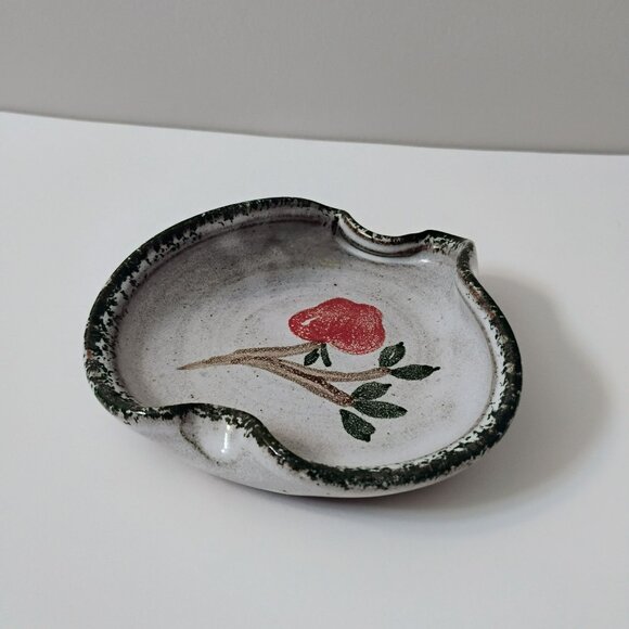 Owens Pottery Soap Dish, Seagrove NC, Ceramic Apple Leaf Trinket Tray, Vintage - Picture 3 of 7